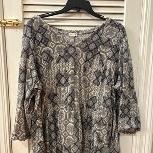 Westport Blue and Gray Patterned Top